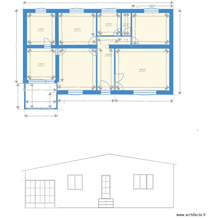 Pointis habitation clos. Plan de 7 pièces et 82 m2