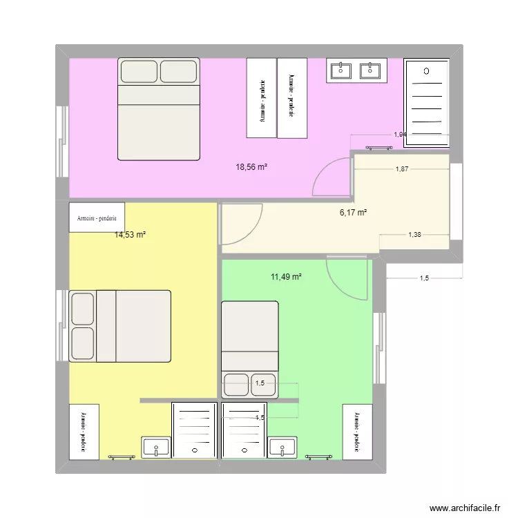 RENOVATION 2 124 COURS ALS LORR 1ER. Plan de 4 Pièces et 51 m² RENOVATION 2 124 COURS ALS LORR 1ER. Plan de 4 Pièces et 51 m²