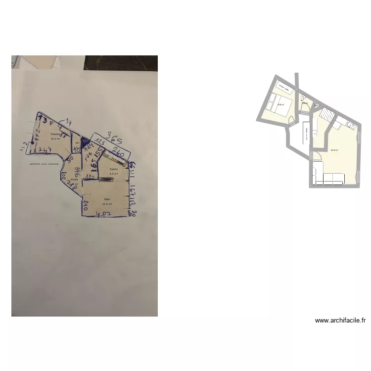 appartement. Plan de 4 pièces et 33 m² appartement. Plan de 4 pièces et 33 m²