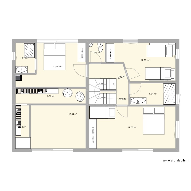 PLAN VRAIE MESURES SANDRINE. Plan de 15 pièces et 172 m2