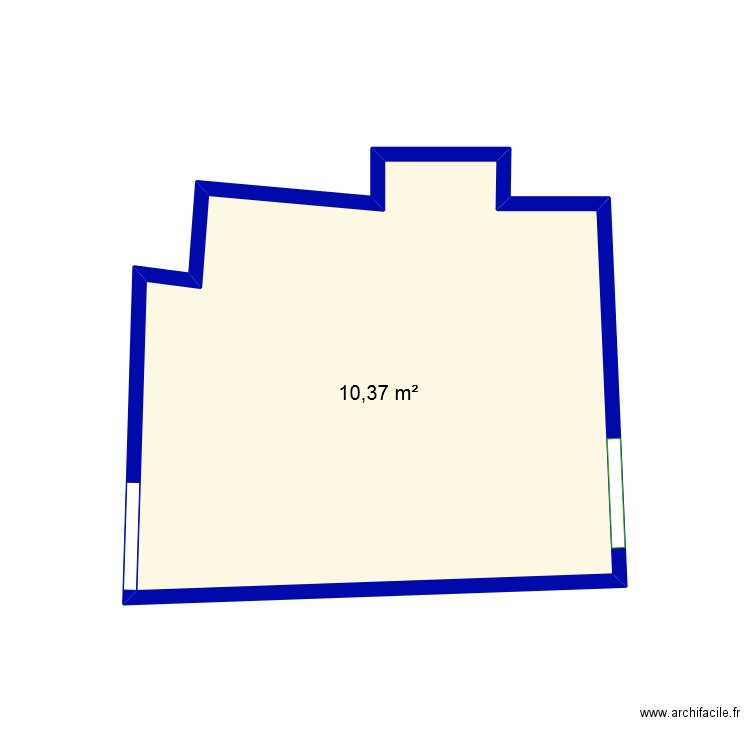 SdB vide. Plan de 1 pièce et 10 m2