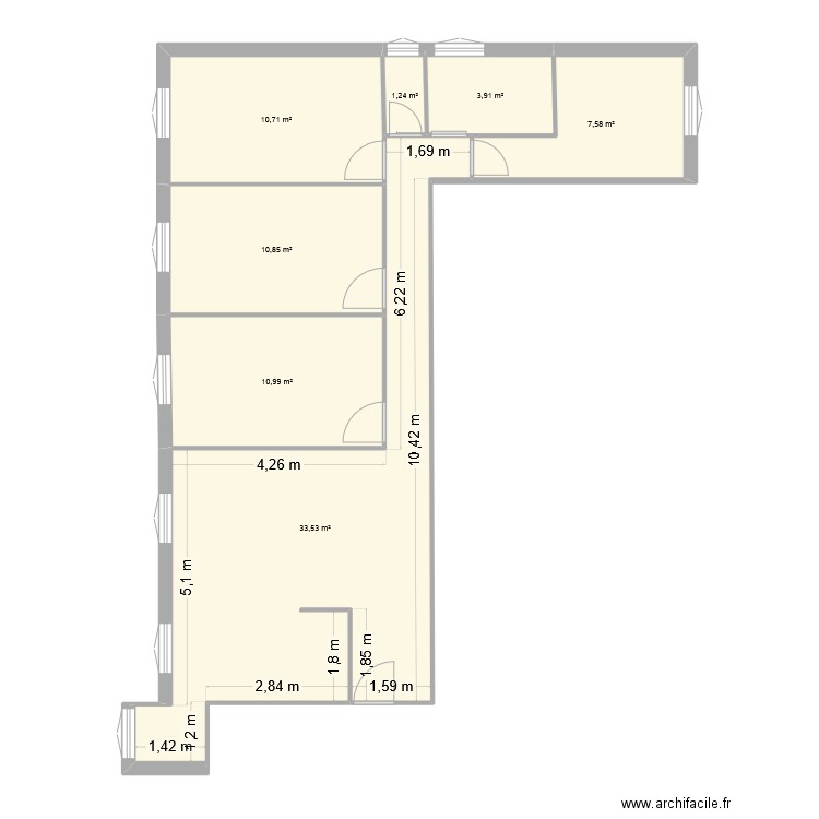 test. Plan de 7 pièces et 79 m2