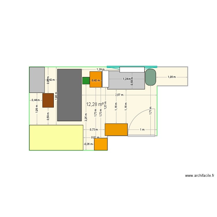 réaménagement. Plan de 1 pièce et 12 m2