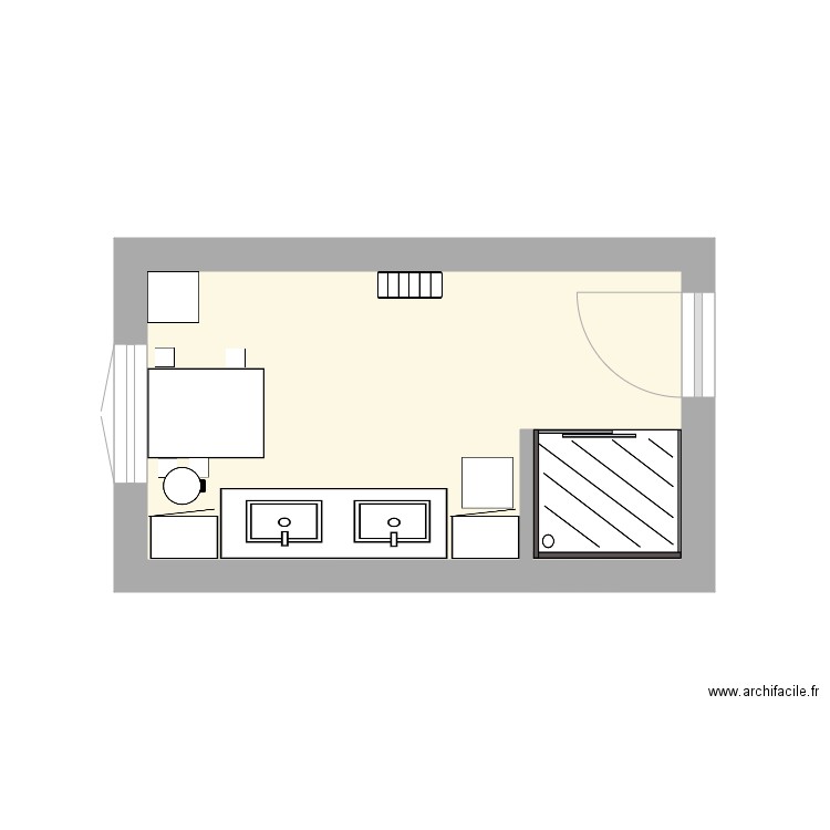 SDB Lugan. Plan de 1 pièce et 9 m2