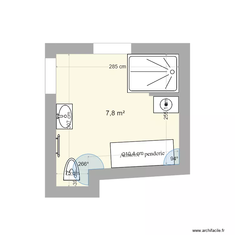 Pigeonnier salle de bain. Plan de 