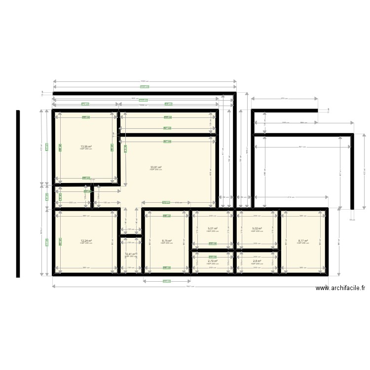Plan François. Plan de 10 pièces et 96 m2