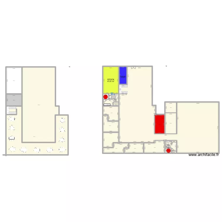 food court. Plan de 24  et 1361 m²