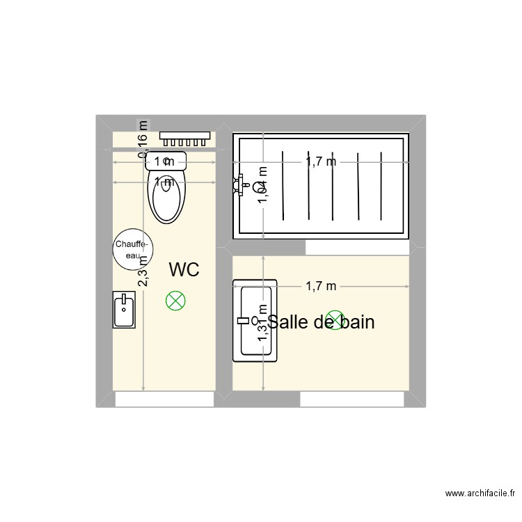 Sanitaire SCI MABO. Plan de 4 pièces et 6 m2