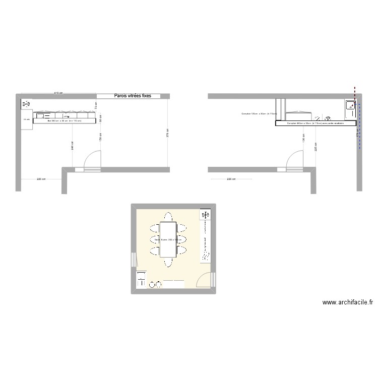 Cafet TC. Plan de 1 pièce et 18 m2