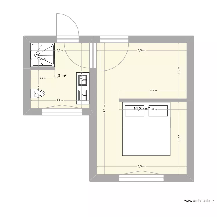 R+1Chambre002. Plan de 2 et 22 m² R+1Chambre002. Plan de 2 et 22 m²