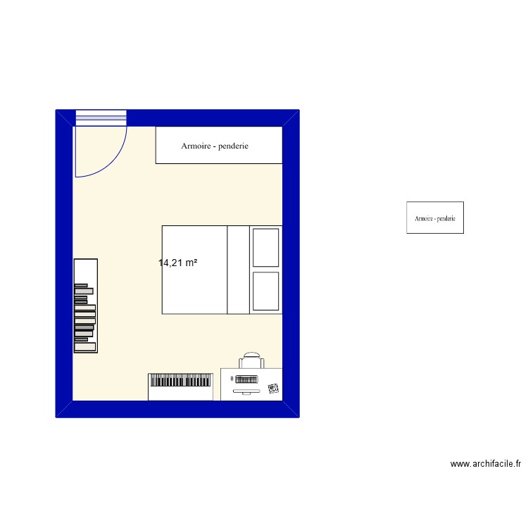 chambre yaya 2. Plan de 1 pièce et 14 m2