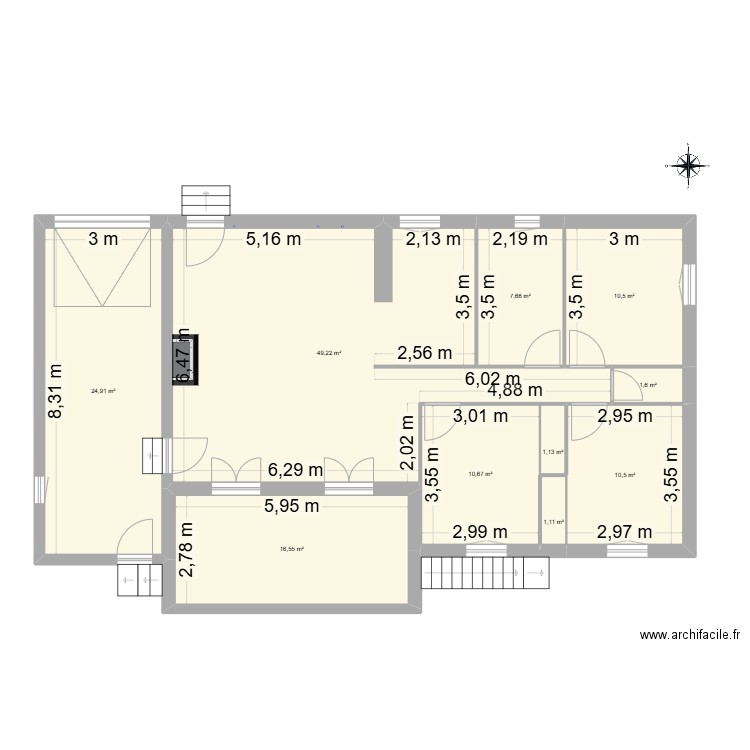 Maison Bagard. Plan de 10 pièces et 134 m2