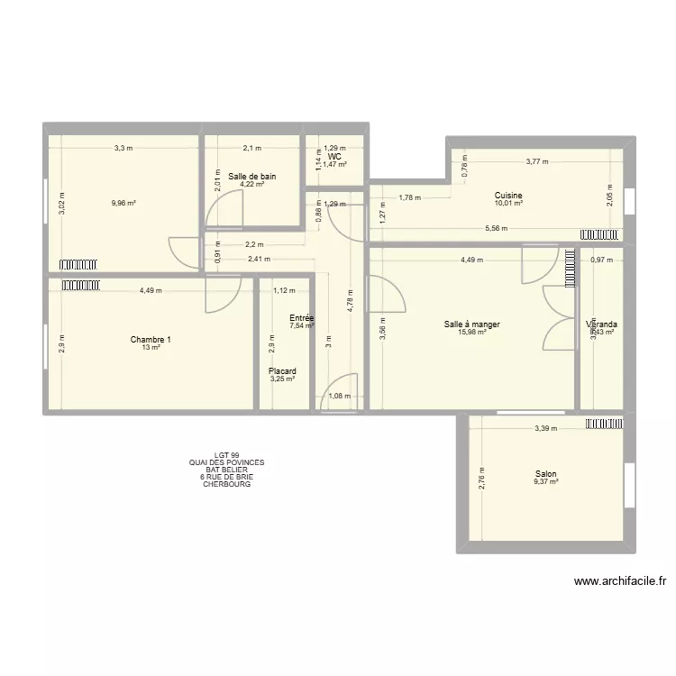BAT BELIER LGT 99. Plan de 10  et 78 m²