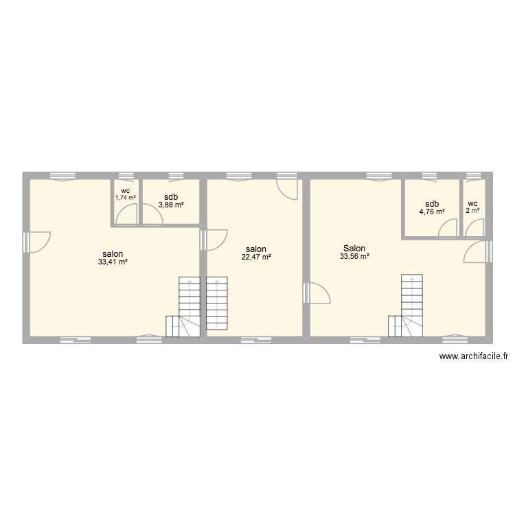 Maison 1. Plan de 7 pièces et 102 m2