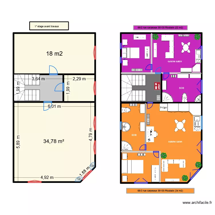 1° étage. Plan de 12 et 133 m² 1° étage. Plan de 12 et 133 m²