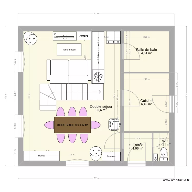 Gisors apr&egrave;s travaux esc. droit non meubl&eacute;. Plan de 13  et 89 m²