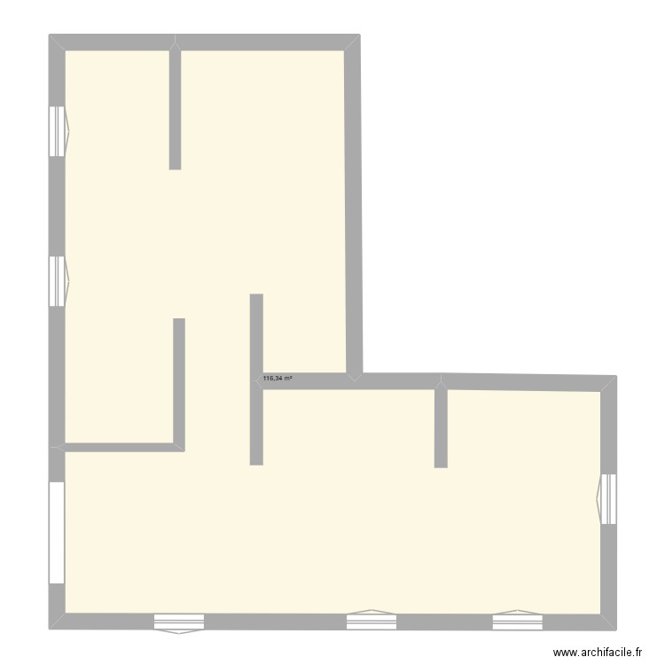 Plan 1. Plan de 1 pièce et 116 m2