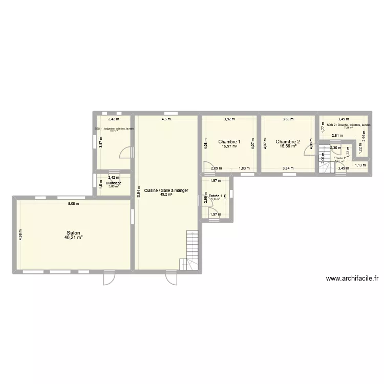 RdC - Moulin Neris les Bains Duamelle. Plan de 9 Pièces et 153 m² RdC - Moulin Neris les Bains Duamelle. Plan de 9 Pièces et 153 m²