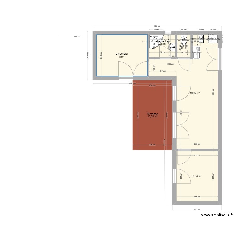 Plan Chinon. Plan de 6 pièces et 48 m2