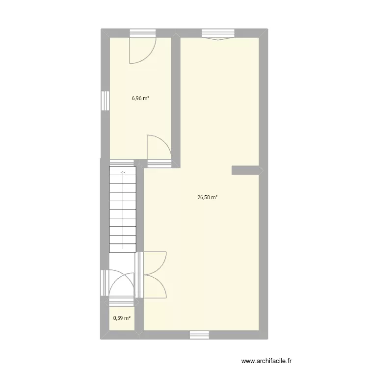 Maison. Plan de 3  et 34 m²