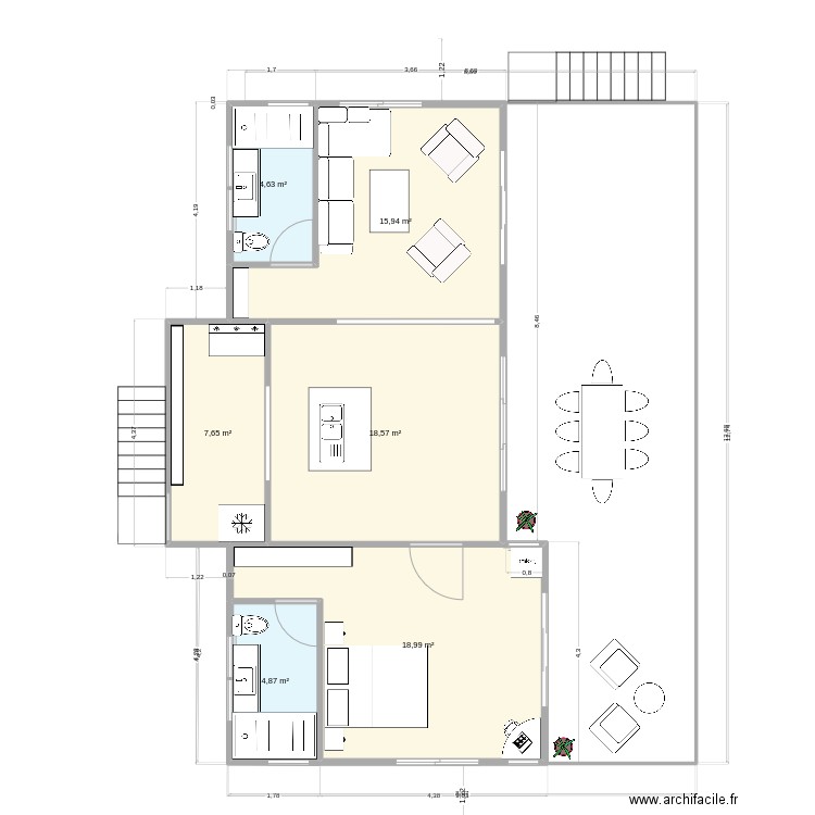 R & L - v6. Plan de 6 pièces et 71 m2