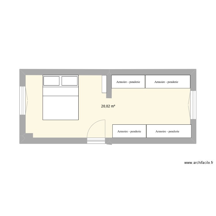 Chambre 1. Plan de 1 pièce et 20 m2