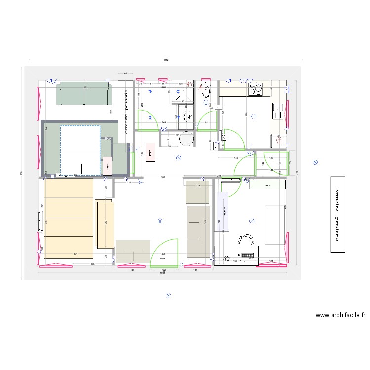 plan-total. Plan de 6 pièces et 106 m2