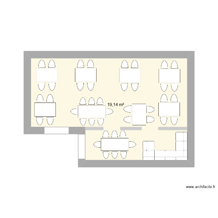 TERRASSE. Plan de 1 pièce et 19 m2