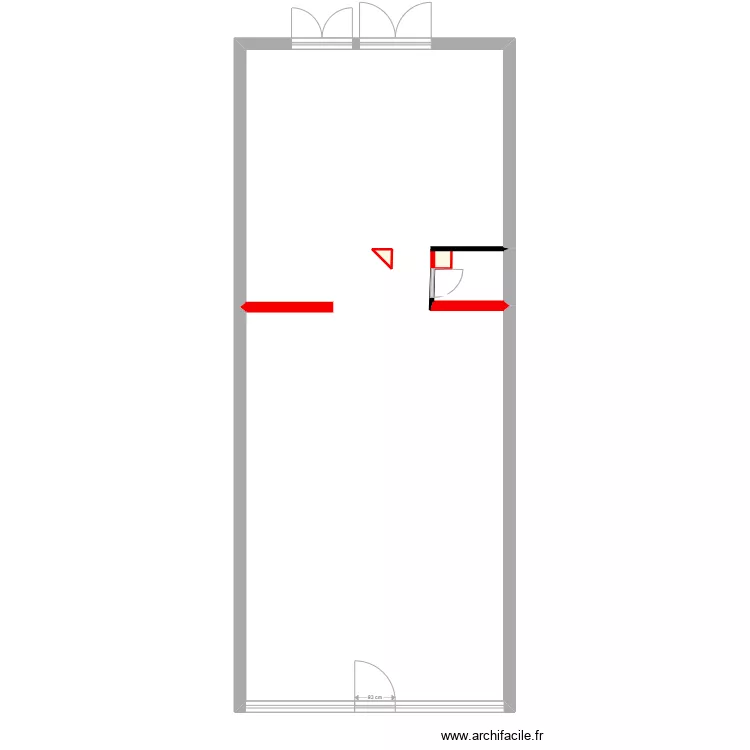 Projet Bruno Coiffeur Vierge avec porteurs + wc. Plan de 2  et 0 m²