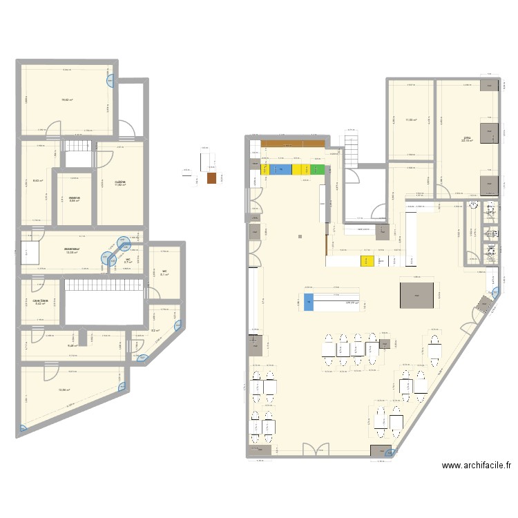 tabac nanterre 3. Plan de 17 pièces et 314 m2