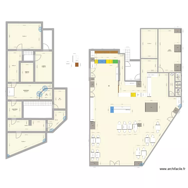 tabac nanterre 3. Plan de 17 pièces et 314 m²