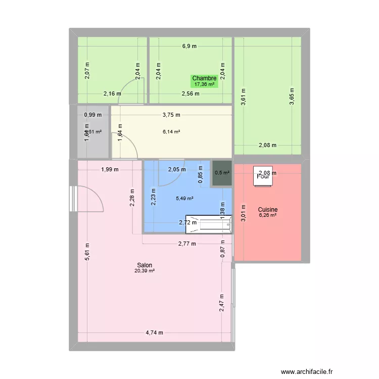 actuel plan sophie 2. Plan de 7  et 58 m²