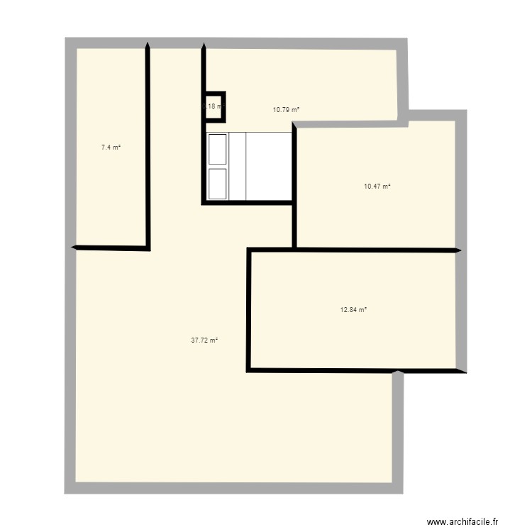DJO. Plan de 6 pièces et 79 m2