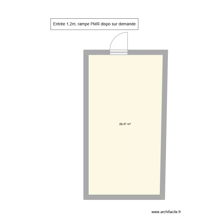 RDC haut. Plan de 1  et 29 m²