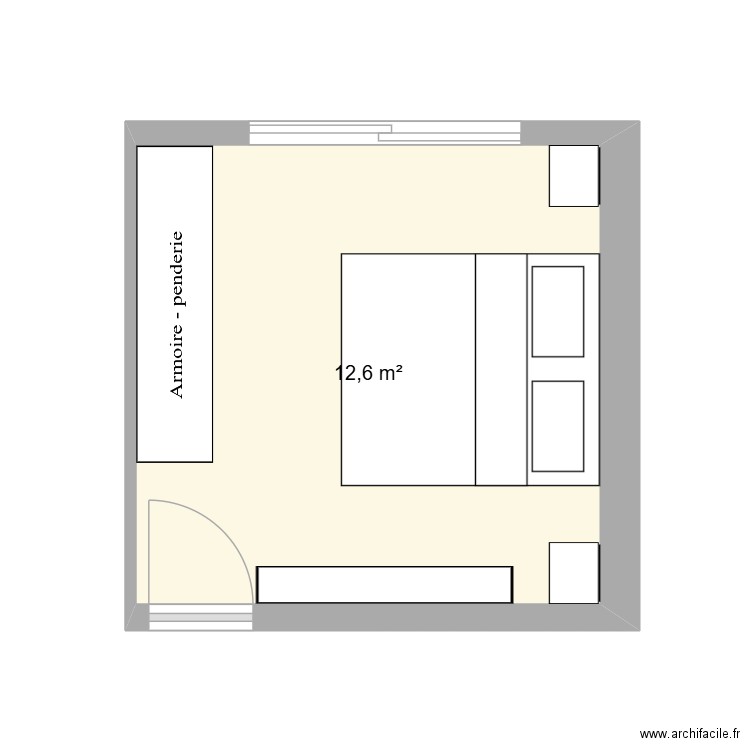 attique chambre 1 meublé. Plan de 1 pièce et 13 m2