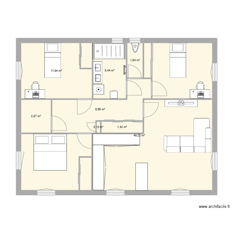 sales 1ER. Plan de 8 pièces et 81 m2