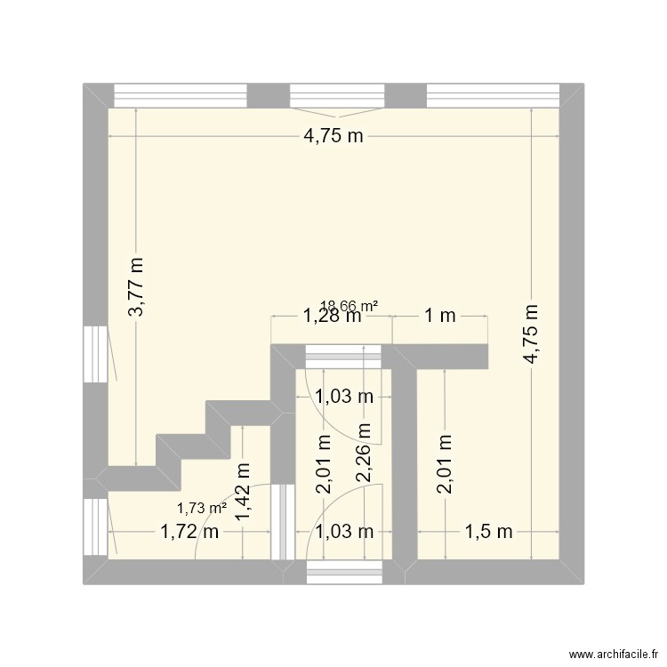 Le Pavois II Pornichet. Plan de 2 pièces et 20 m2