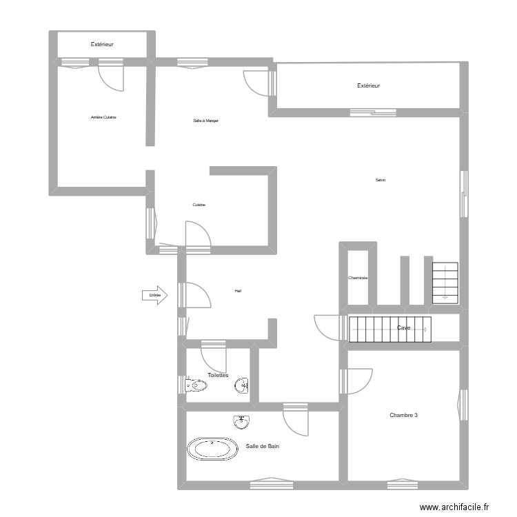 Plan Rez Guilaume. Plan de 7 pièces et 45 m2