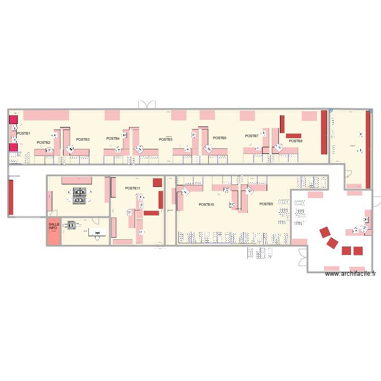 Laboratoire. Plan de 8 pièces et 530 m2