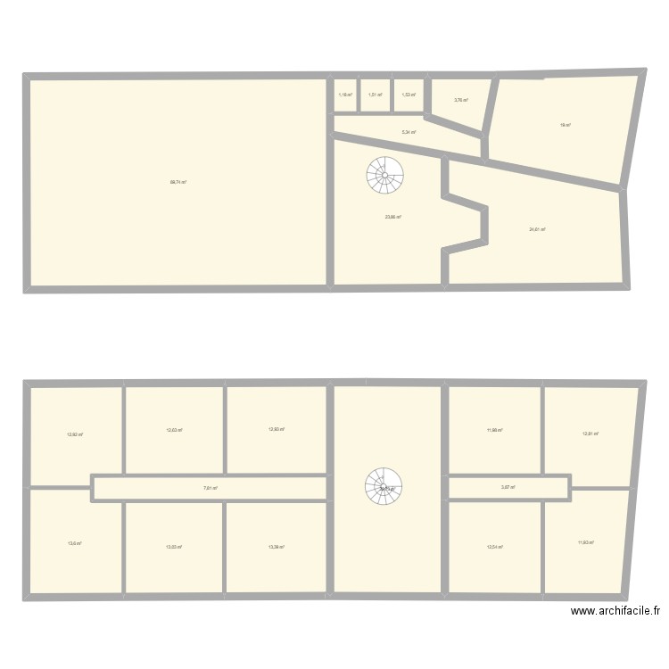 7 solle. Plan de 22 pièces et 343 m2