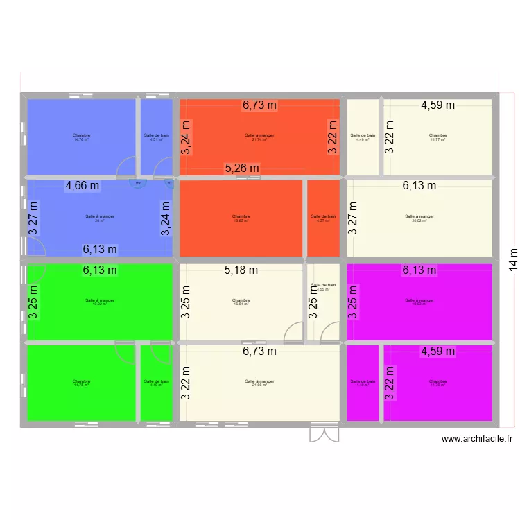Dominique bis. Plan de 18  et 243 m²
