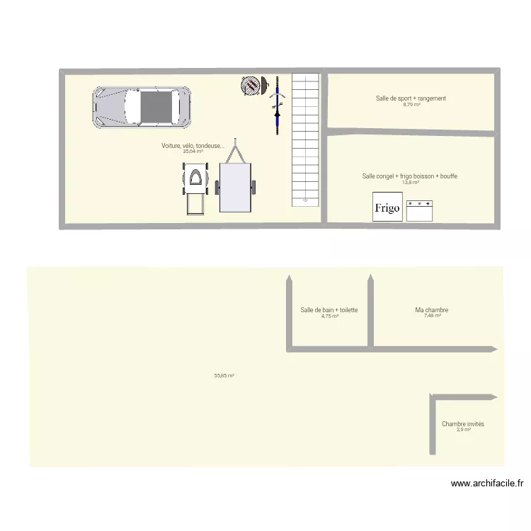 Future maison La Dauphie1. Plan de 7  et 129 m²