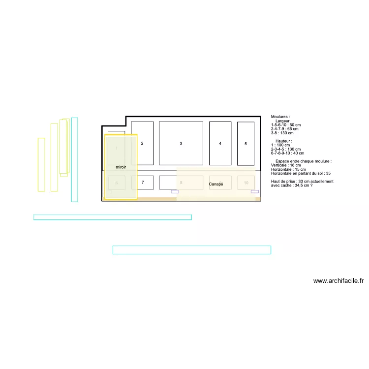 MOULURES N&deg;10 - Mod&egrave;le mur canap&eacute; - VF. Plan de 
