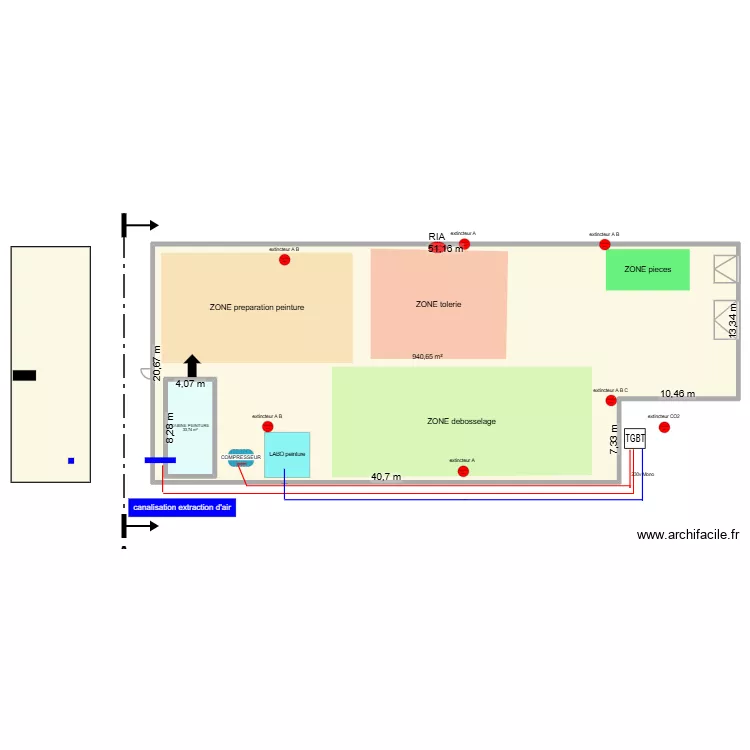 SOA elec et zones 2. Plan de 4  et 2029 m²