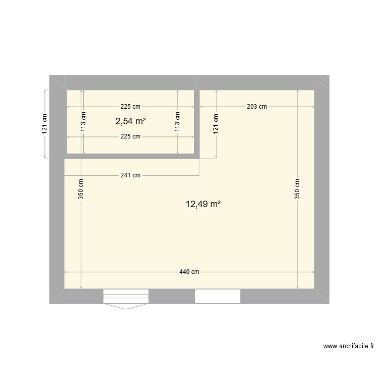 studio 15m2 . Plan de 2 pièces et 15 m2