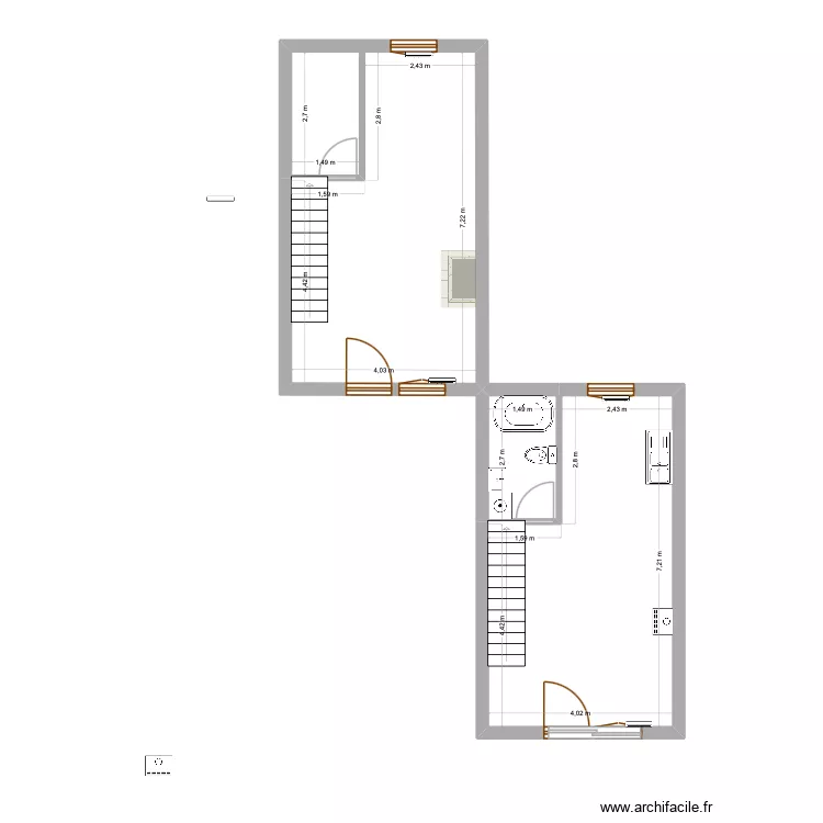 la grave. Plan de 4  et 57 m²