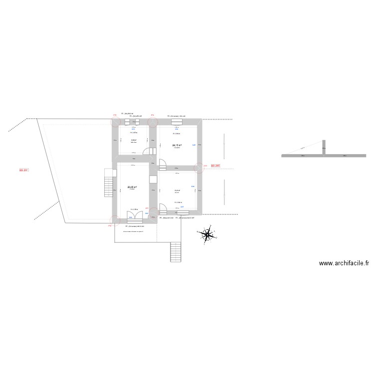 MALDEME. Plan de 11 pièces et 217 m2