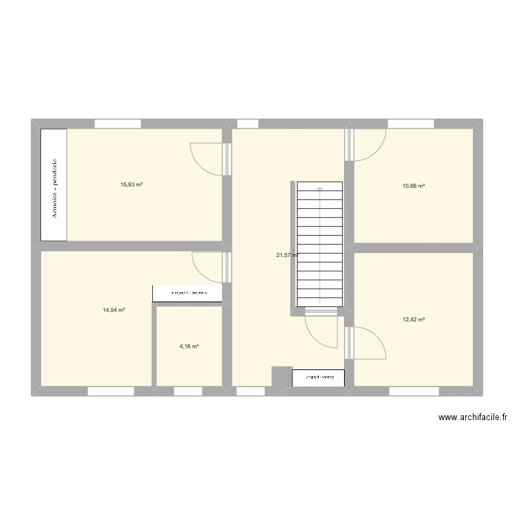 Etage après. Plan de 6 pièces et 79 m2