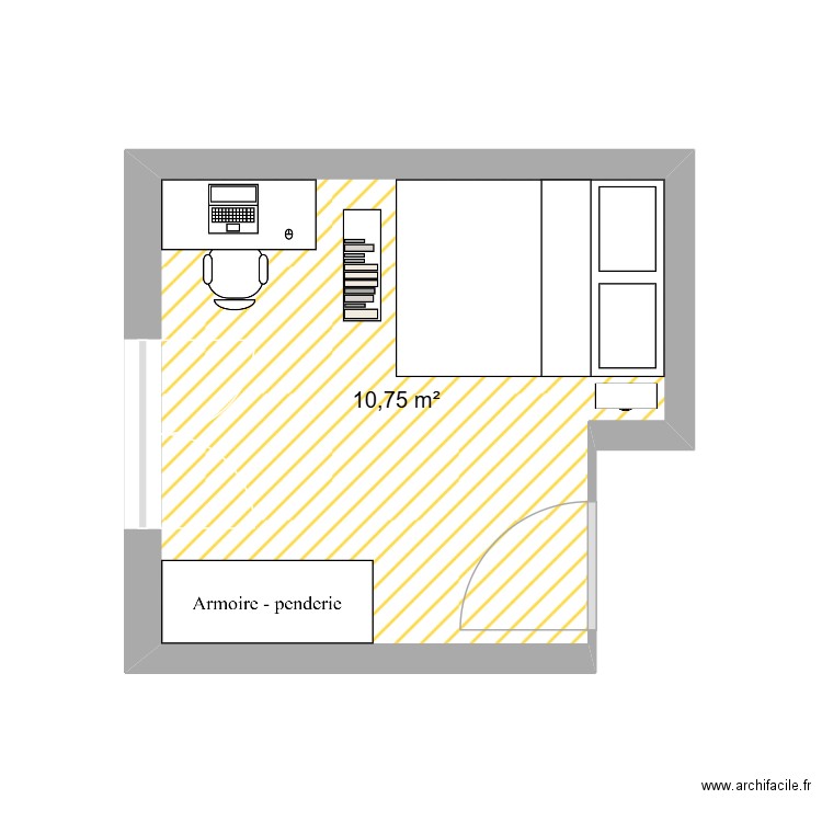 chambre kenzo. Plan de 1 pièce et 11 m2