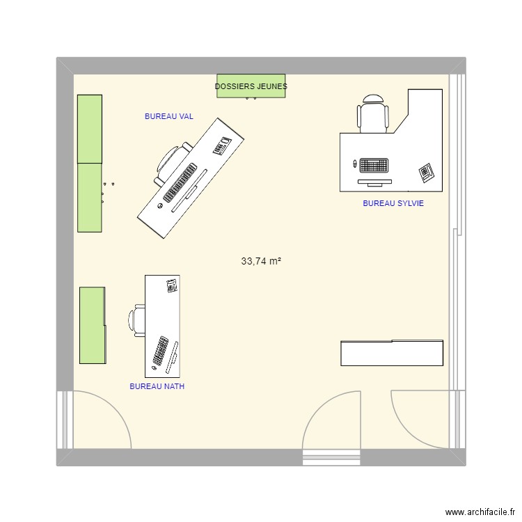 PLAN BUREAU. Plan de 1 pièce et 34 m2